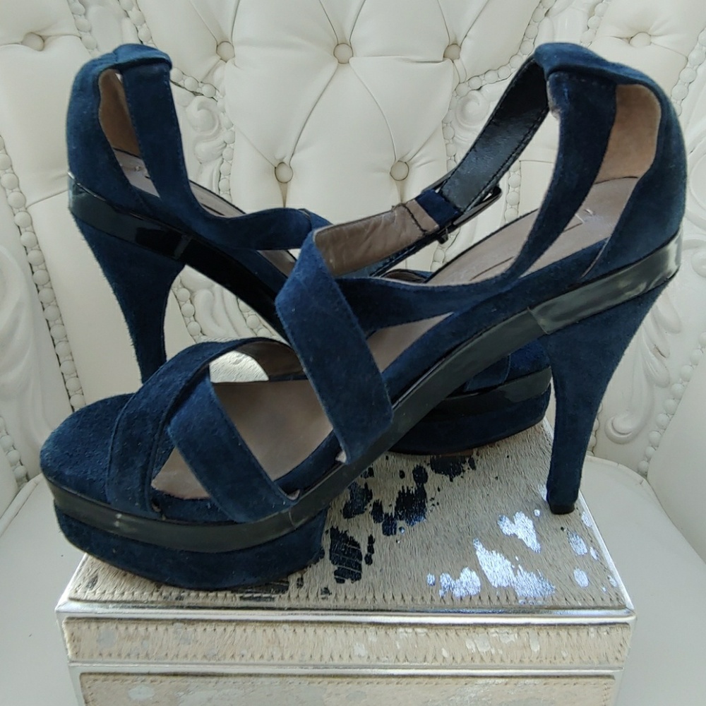 BCBGMaxAzria Navy Suede Platform Sandals